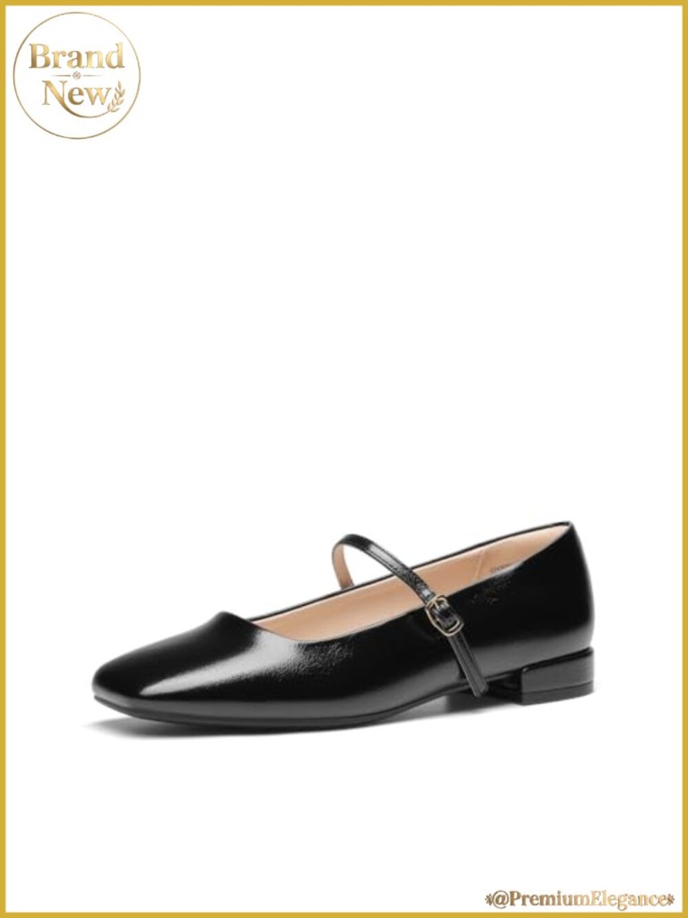 Women's Square Toe Mary Jane Ballet Flats - Cushioned Insole, Adjustable Strap